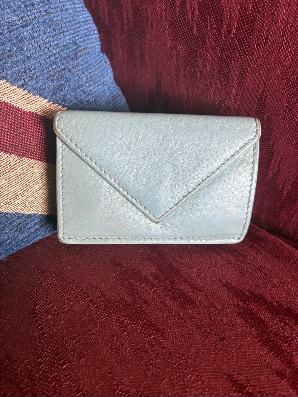 Balenciaga Light Blue Leather Envelope Card Case and Wallet